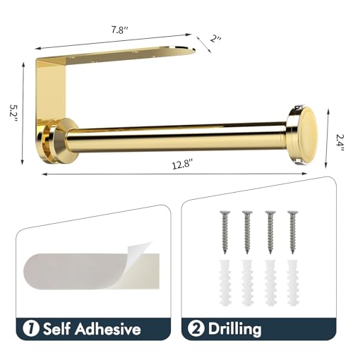 theaoo Paper Towel Holder Under Cabinet, One-Hand Tear, Wall Mount, Black - color: Gold