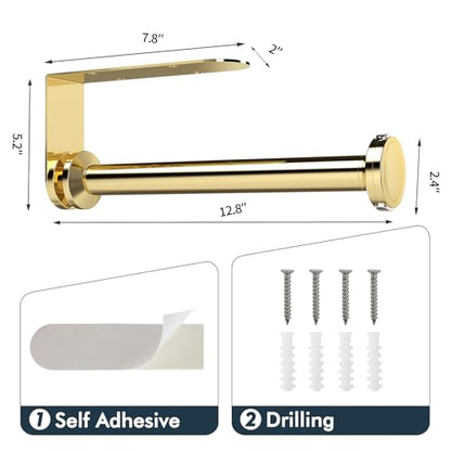 theaoo Paper Towel Holder Under Cabinet, One-Hand Tear, Wall Mount, Black - color: Gold