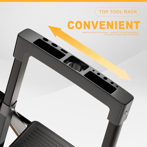 5 Step Ladder with Platform Lightweight Folding Step Stool No Assembly - size: 5 Step Platform