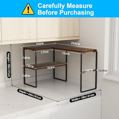 Golener Kitchen Counter Organizer, Countertop Shelf, Adjustable, Stackable - color: Rustic Brown, size: Large