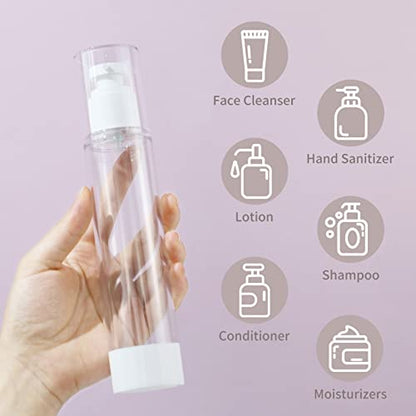 longway 4 Oz 120ml Clear Airless Cosmetic Cream Pump Bottle Travel Size Dispenser Refillable Containers/Foundation Travel Pump Bottle for Shampoo (Pack of 6) - size: 4 fl oz (120 ml) (Pack of 6)
