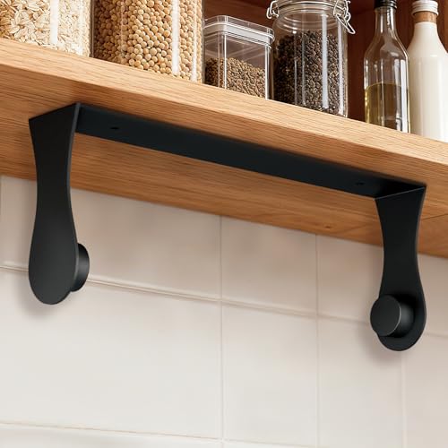 Paper Towel Holder Under Cabinet, Wall Mount, Black, Adhesive or Screw - color: Black