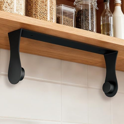 Paper Towel Holder Under Cabinet, Wall Mount, Black, Adhesive or Screw - color: Black