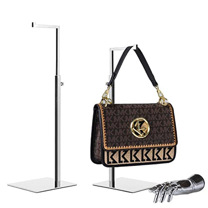 2 Pack Handbag Display Stands, Silver Purse Holder Display Stands, Adjustable Height Stainless Steel Hanger Rack for Retail Closet Vendors Display Luxury Bag Handbags Jewelry - color: Silver