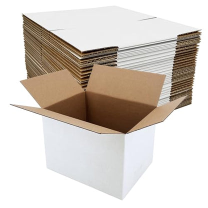 40 Pack 8x6x6 Inches Small Shipping Boxes, White Corrugated Cardboard Box for Packaging Small Business, Mailing and Moving - size: 40 Pack 8x6x6 Inches