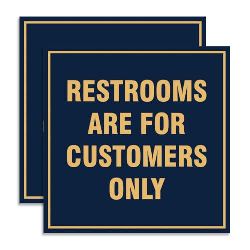 Signs ByLITA Square Restrooms Are For Customers Only Sign (Navy Blue/Gold) - Small 2 Pack - color: Navy Blue/Gold, size: 4 x 4" - Small (2 Pack)