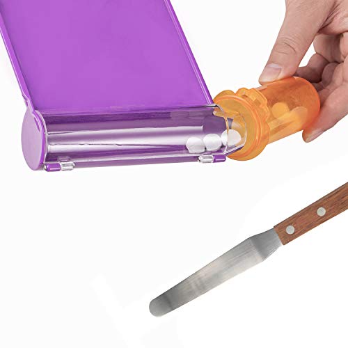 Medarchitect Pill Counting Tray with Wood-Handle Spatula, Purple