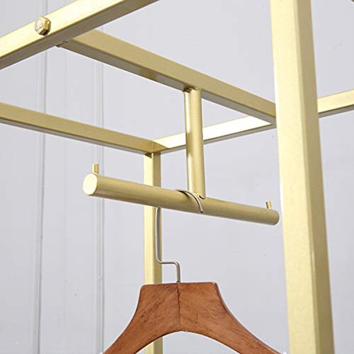 Clothes Retail Heavy Duty Metal Garment Racks,Clothing Store Hanger Storage Shelves,Floor-Standing Display Rack (Gold Square Tube, 75" H) - size: 75" H