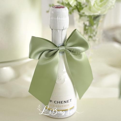 4.5" Twist Tie Sage Green Satin Small Gift Wrap Bows 24 Counts - color: Sage Green