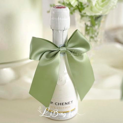 4.5" Twist Tie Sage Green Satin Small Gift Wrap Bows 24 Counts - color: Sage Green