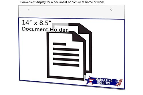 Marketing Holders 25 Pack Wall 14" x 8.5" Sign Holder with 2 Predrilled Holes and Hanging Hardware for Notices and Emergency Contact Numbers in Public Spaces Malls and Retail Shops Clear Acrylic - size: 14" w x 8.5" h