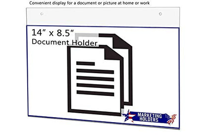 Marketing Holders 25 Pack Wall 14" x 8.5" Sign Holder with 2 Predrilled Holes and Hanging Hardware for Notices and Emergency Contact Numbers in Public Spaces Malls and Retail Shops Clear Acrylic - size: 14" w x 8.5" h