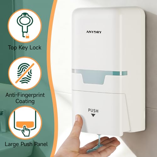 anydry Manual Liquid Soap Dispenser Wall Mount 27oz Large Capacity White - color: White