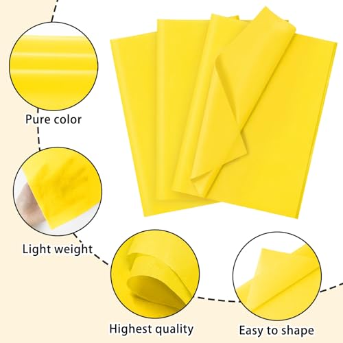 120 Sheets 14 x 20 Inch Yellow Tissue Paper for Gift Bag Wrapping - color: Yellow