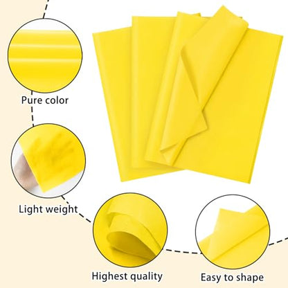 120 Sheets 14 x 20 Inch Yellow Tissue Paper for Gift Bag Wrapping - color: Yellow