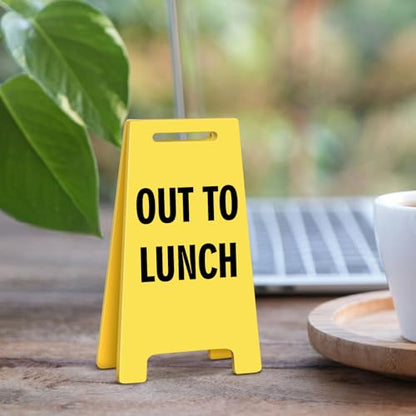 Funny Office Desk Accessories Decor OUT TO LUNCH Acrylic Mini Floor Do Not Disturb Sign Funny Cute Gag Office Decorations Gifts for Work Women - style: OUT TO LUNCH