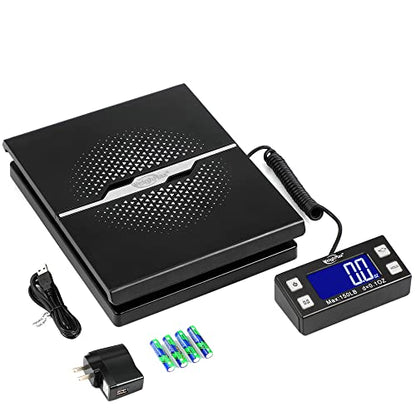 Weighmax W-8809 150lbs x 0.1oz Digital Shipping and Postal Scale with Extended Display, Black, Batteries and Ac Adapter Included, W-8809-150 Black - color: Black