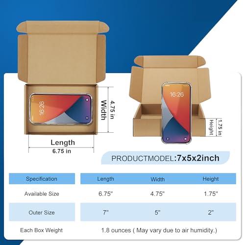 Famagic 12 Pack 7x5x2 Brown Small Shipping Boxes for Small Business, Gifts - color: Brown, size: 7x5x2" 12pcs