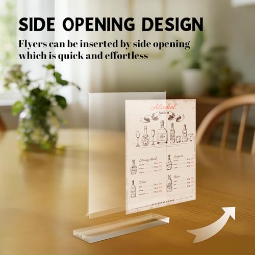 YUNCHUN 3 Packs Acrylic Sign Holder 4 x 6 Standing, L-Shape Magnetic 4 x 6 Clear Menu Holder, Table Display Stand of Slant Back & Acrylic Frame for Store, Wedding, Restaurant, Hotel, Office Use - style: 3 PCS (4 x 6 Inches)