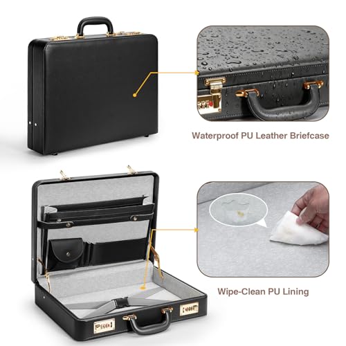 LOCKCURX Briefcases for Men, Anti-Theft Dual Lock Briefcase, 16 Inch Laptop - color: Black, size: Combination Lock