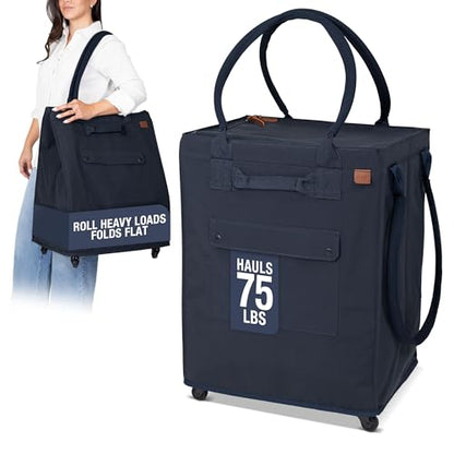 CleverMade Rolling Tote Bag With Wheels, 90L, 75 lb, Leeward Navy - color: Leeward Navy, size: 90l