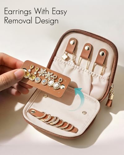 VLANDO 2-Layer Jewelry Travel Organizer for Necklaces,Rings,Earrings - color: Dark Brown