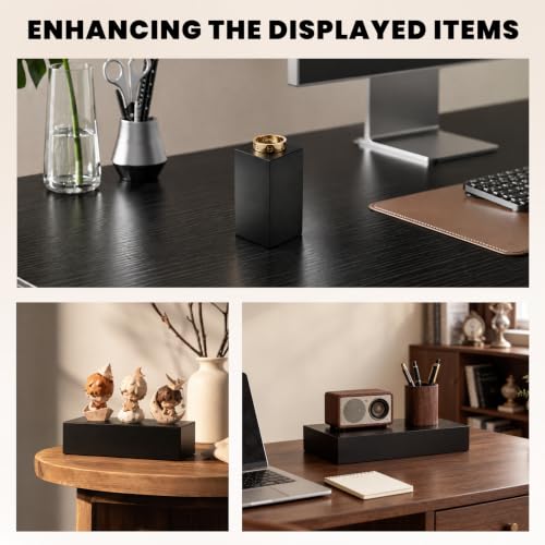 Oirlv Solid Wood Minimalism Style Jewelry Display Stand Showcase Jewelry Organizer Black Square Holder (SM05305) - color: SM05305