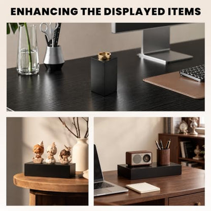 Oirlv Solid Wood Minimalism Style Jewelry Display Stand Showcase Jewelry Organizer Black Square Holder (SM05305) - color: SM05305