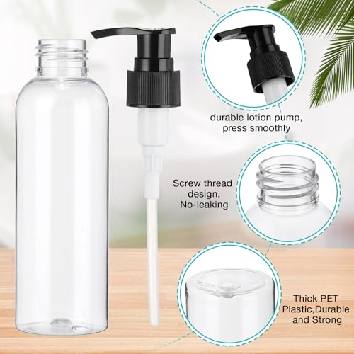 Nuenen 48 Pcs 4oz/120ml Lotion Bottles with Pump, Black and Clear - color: Black and Clear