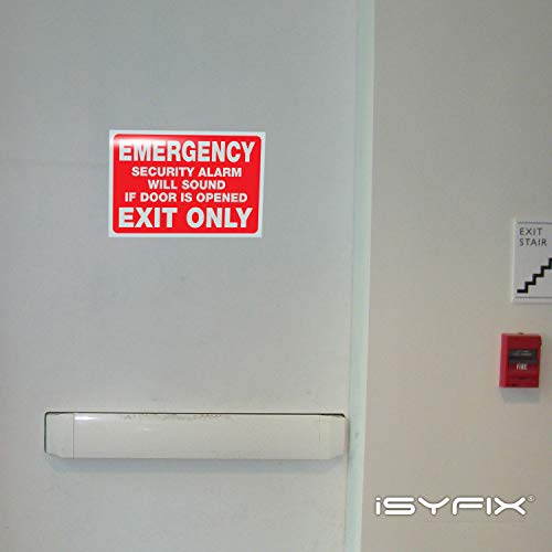 iSYFIX Emergency Exit Only Stickers, 10x7 Inch, 2 Pack, RED - color: Red