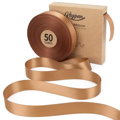 Keypan Brown Satin Ribbon, 1 Inch, 50 Yards - color: Brown, size: 1"