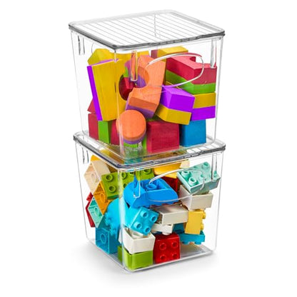 Sorbus Clear Toy Storage Bins with Lids, Stackable (Small, 2 Pack) - size: Small, style: 2 Pack
