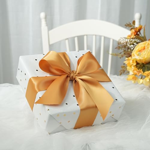 Gold Double Face Satin Ribbon, 2 Inch x 25 Yards - color: Gold