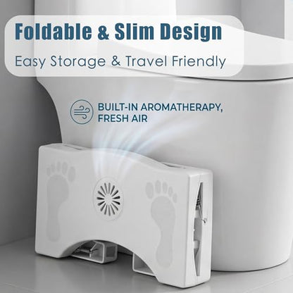 7 Inches Foldable Toilet Stool with Anti-Slip Feet, Squatting Posture Aid for Healthy Pooping, Portable Travel Bathroom Foot Support, Easy Storage Assistance Step for Adults