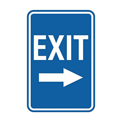 Signs ByLITA Portrait Round Exit Right Arrow Sign with Adhesive Tape, Mounts On Flat Surface (Blue) - Small - color: Blue, size: 4 x 6" - Small (1 Pack)