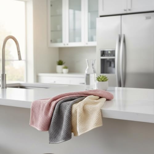 Solyra Non-Toxic Microfiber Kitchen Cleaning Cloths, 6 Pack, 12 x 12 in