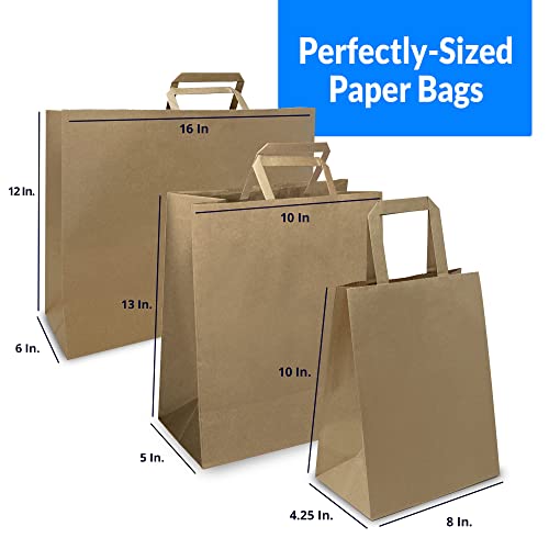 Reli. Paper Bags w/Handles, Kraft | Assorted Large Sizes