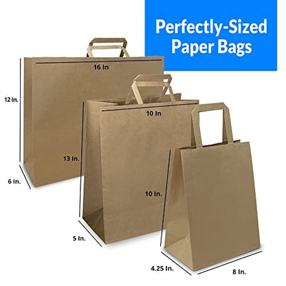 Reli. Paper Bags w/Handles, Kraft | Assorted Large Sizes