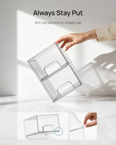 Vtopmart 8 Pack Small Clear Stackable Storage Drawers for Desk, Countertop - style: Small-8pack-Clear