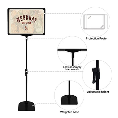 Sign Holder Stand 8.5x11 Inch for Floor Table, Adjustable Tabletop Sign Holder Floor Poster Stand, Vertical & Horizontal View (Black,8Pcs) - size: 8.5"x11"-8Pcs
