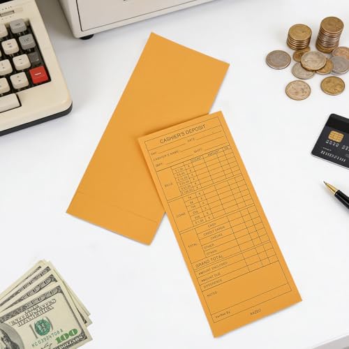 1000-Count Cash Deposit Envelopes, #11 Self-Sealing, 28lb Brown Kraft Paper Cash Envelopes for Small Businesses, Retailers, Restaurants