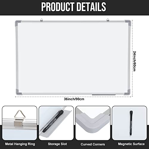 Tinlade 4 Pack Magnetic Dry Erase White Board,36 x 24 in Wall Mounted