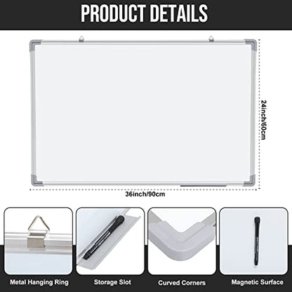 Tinlade 4 Pack Magnetic Dry Erase White Board,36 x 24 in Wall Mounted