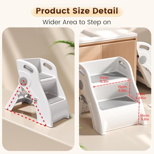 Foldable Toddler Step Stool for Bathroom Sink, Kids Step Stool