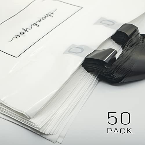 Thank You Shopping Bags - Soft Loop Handles White 50Pcs 10x12In - color: White, style: 10x12 in