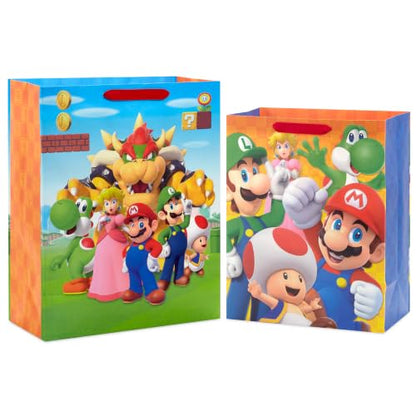 Hallmark Nintendo Super Mario Brothers Gift Bags (1 Large, 1 Extra Large)