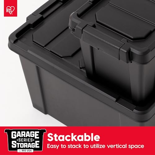 IRIS USA 6-Pack 5 Gal Heavy Duty Lockable Storage Totes with lids, Black - color: Black, size: 5 Gal - 6 Pack