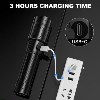 MIXILIN Rechargeable LED Flashlights High Lumens, Super Bright 99000 Lumens Flashlight with 5 Modes, Waterproof Powerful Flash Light Handheld Flashlights for Home Camping Emergencies - 2 Pack