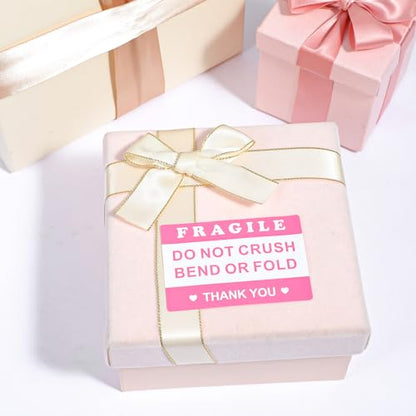 Mabor 100Pcs 2"x3" Pink Fragile Sticker, Do Not Crush Bend or Fold Labels
