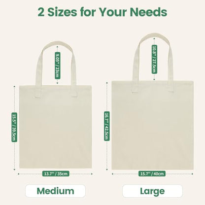 Carbrea 12 Pack Large Canvas Tote Bags Bulk, Reusable Grocery Bags - Beige - color: Beige, size: Large